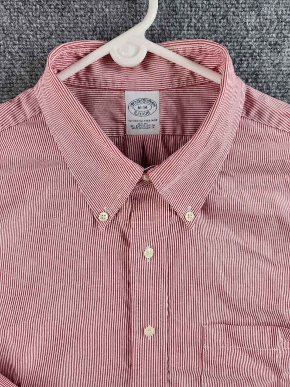 Brooks Brothers Red and White Striped Button-Down Shirt